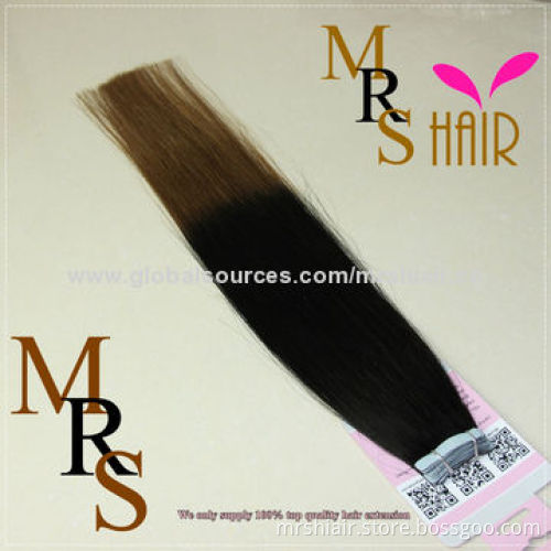 20-Inch Ombre hair T1B/63 human silk straight tape in hair extensions